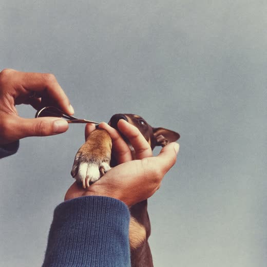 A dog's paw having its nails clipped